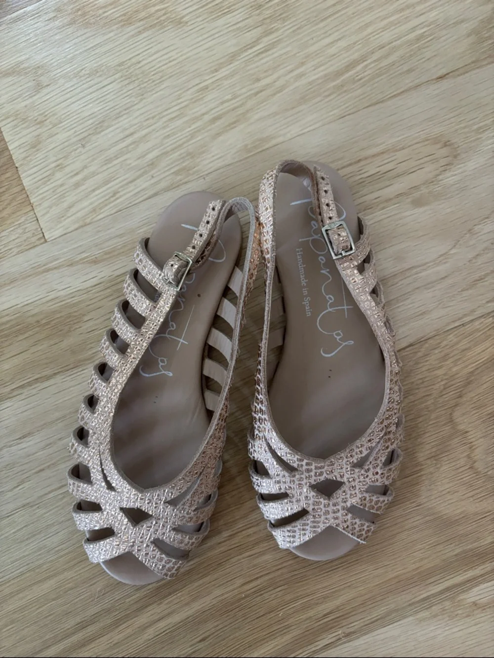 Eli1957 Girls Strappy Rose Gold Leather Slingback Sandals